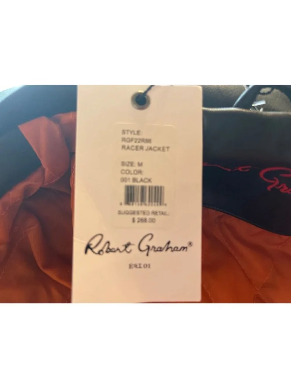 Robert Graham Men's Black Vegan Leather Moto Jacket - New with Tags, Size Medium